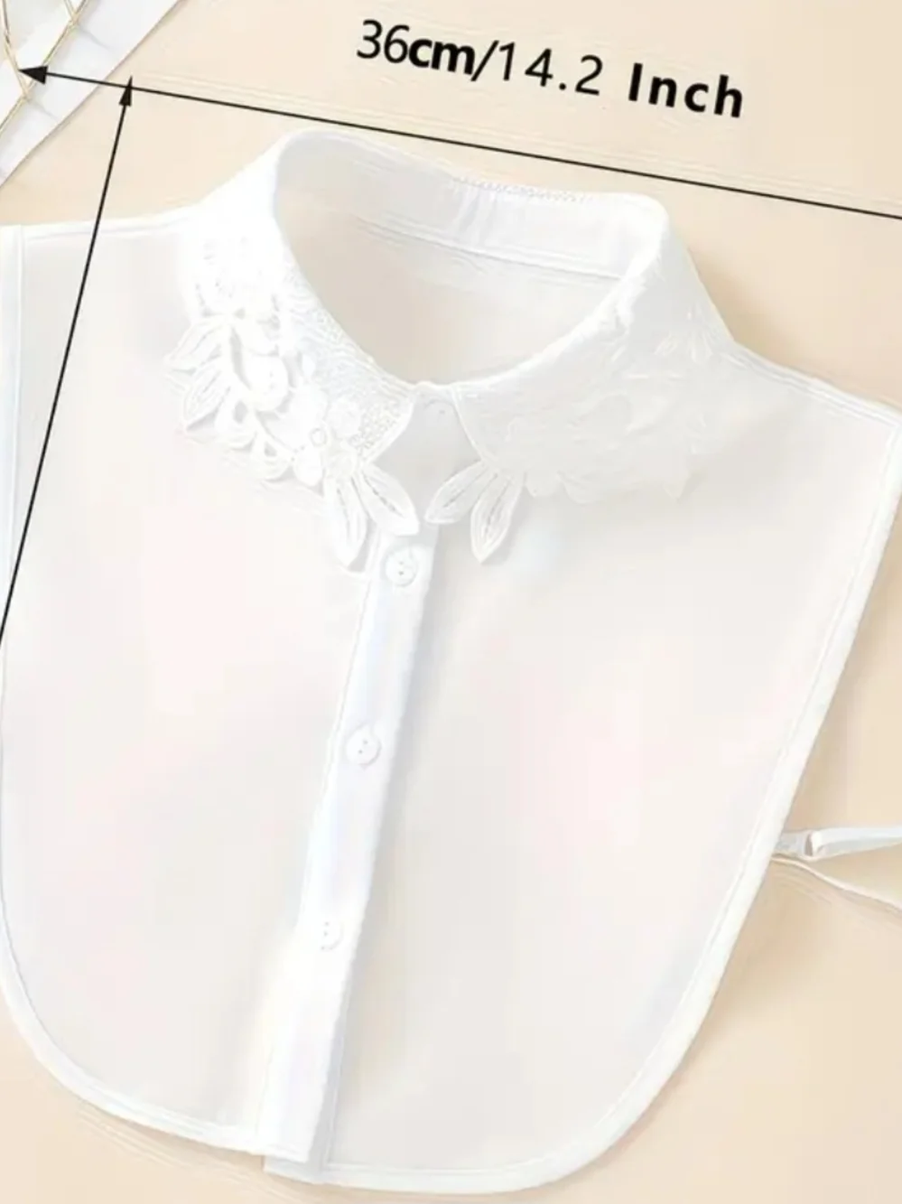 White Lace Collar Button-Up Blouse - Picture 3 of 4